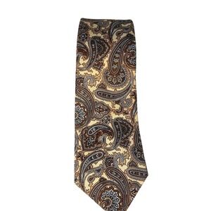 Christian Dior‎ 100% silk neck tie Tan/Brown/Blue Paisley